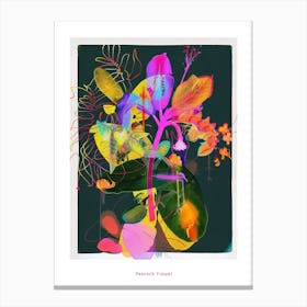 Peacock Flower (Caesalpinia) 3 Neon Flower Collage Poster Canvas Print