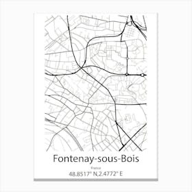 Fontenay Sous Bois,France Minimalist Map Canvas Print