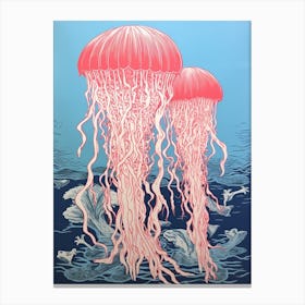 Lions Mane Jellyfish Washed Illustration 2 Canvas Print