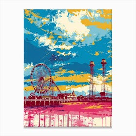 Coney Island New York Colourful Silkscreen Illustration 2 Canvas Print