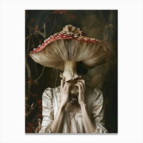 woman with mushroom in her head Canvas Print