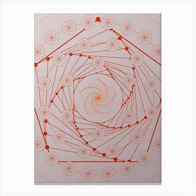 Geometric Glyph Abstract Circle Array in Tomato Red n.0186 Canvas Print