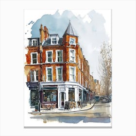 Kensington And Chelsea London Borough   Street Watercolour 1 Canvas Print