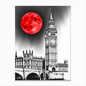 Big Ben And Red Moon Canvas Print