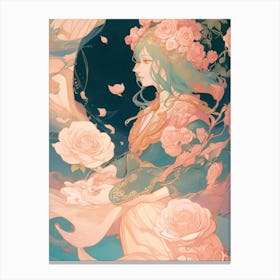 Anime Pastel Dream A Spirit Of Roses Victo Ngai Style Botticel 3 Canvas Print