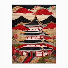 Japanese Pagoda, Japanese Quilting Inspired Art, 1511 Canvas Print