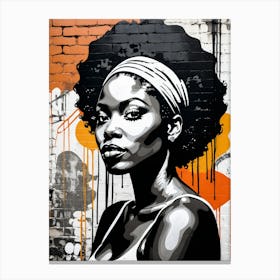 Vintage Graffiti Mural Of Beautiful Black Woman 44 Canvas Print