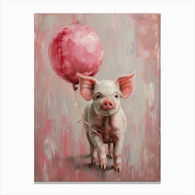 Cute Pig 2 With Balloon Canvas Print
