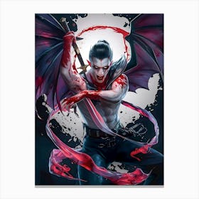 Bloody Handsome Vampire with Sword - Poster Art Canvas Print