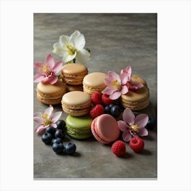 Macarons And Flowers Canvas Print