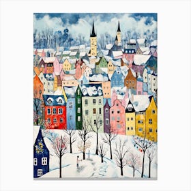 Winter Snow Nuremberg   Germany Snow Illustration Canvas Print