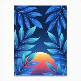 Sunset With Leaves Canvas Print