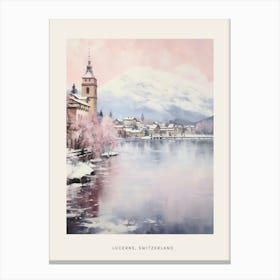 Dreamy Winter Painting Poster Lucerne Switzerland 1 Canvas Print