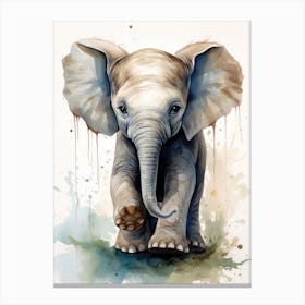 Baby Elephant Watercolor Canvas Print