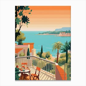 French Riviera, France, Graphic Illustration 2 Canvas Print