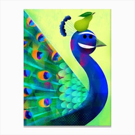 Peacock With Pesky Pear Canvas Print