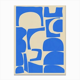 Modern Abstract Geometric Cut-Out Shapes In Blue Canvas Print