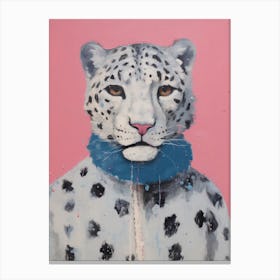 Playful Illustration Of Snow Leopard For Kids Room 4 Canvas Print