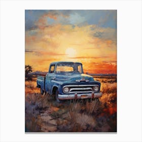 Old Truck At Sunset Canvas Print