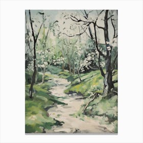 Grenn And White Trees In The Woods Painting 1 Canvas Print