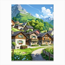 Village In The Mountains 6 Canvas Print