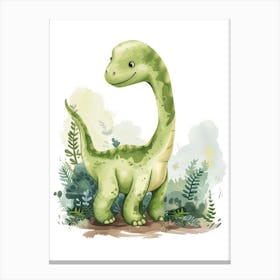 Watercolour Of A Edmontosaurus Dinosaur 4 Canvas Print