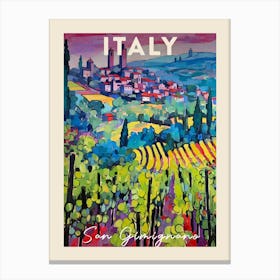 San Gimignano Italy 1 Fauvist Painting Travel Poster Canvas Print