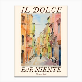 Il Dolce Far Niente Taranto, Italy Watercolour Streets 4 Poster Canvas Print