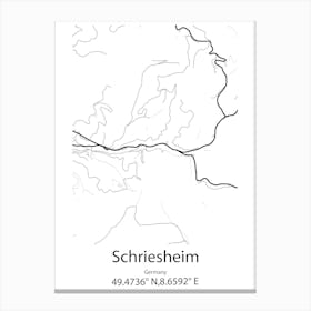 Schriesheim,Germany Minimalist Map Canvas Print