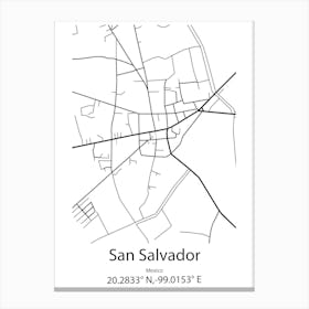 San Salvador El Seco,Mexico Minimalist Map Canvas Print