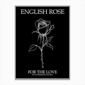English Rose Black And White Line Drawing 20 Poster Inverted Canvas Print
