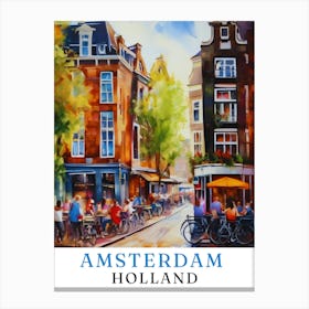 Netherlands Amsterdam, travel poster, wall art print, Amsterdam painting,100 Canvas Print