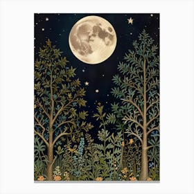 Moonlight In The Woods Style William Morris Art Print 1 Canvas Print