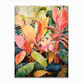 Tropical Plant Painting Rubber Tree Plant 4 Canvas Print