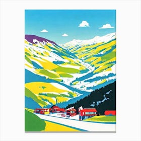 Alpe D'Huez, France Midcentury Vintage Skiing Poster Canvas Print