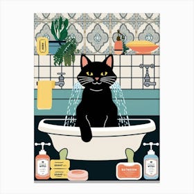 Cat In The Bath 3 Canvas Print