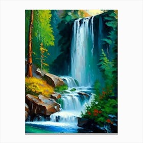Waterfalls In Forest Water Landscapes Waterscape Impressionism 2 Canvas Print