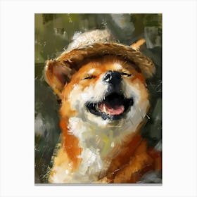 Oil Painting Smiling Shiba Inu 20 Canvas Print