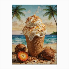 Ice Cream Cone On The Beach 8 Canvas Print