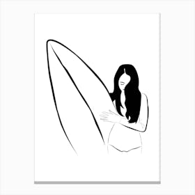 Girl With A Surfboard Canvas Print