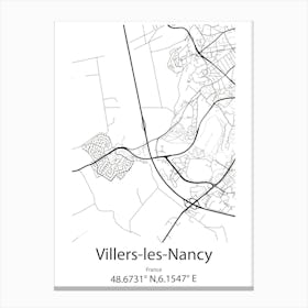 Villers Les Nancy,France Minimalist Map Canvas Print