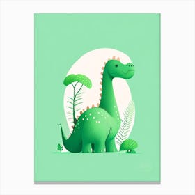 Brontosaurus Cute Mint Dinosaur Canvas Print