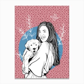 Girl and puppy Canvas Print