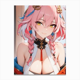 Pink Haired Anime Girl Canvas Print