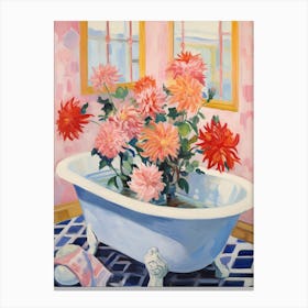 A Bathtube Full Of Dahlia In A Bathroom 1 Canvas Print