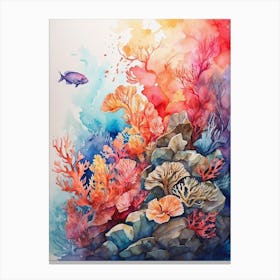 Coral Reef Watercolor Painting Canvas Print