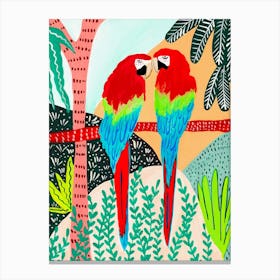 Twin Tropical Macaws Canvas Print