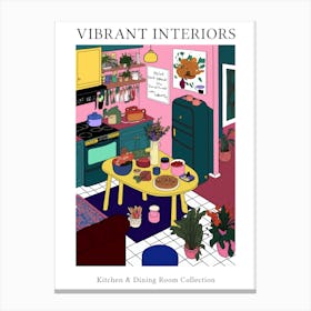 Vibrant Interiors Kitchen And Dining Room Illustration 2 Canvas Print