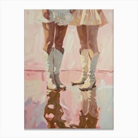 Cowgirl Coastal Pink Boots Painting Western Girl Preppy Canvas Print