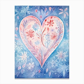 Pastel Blue & Pink Doodle Heart 3 Canvas Print
